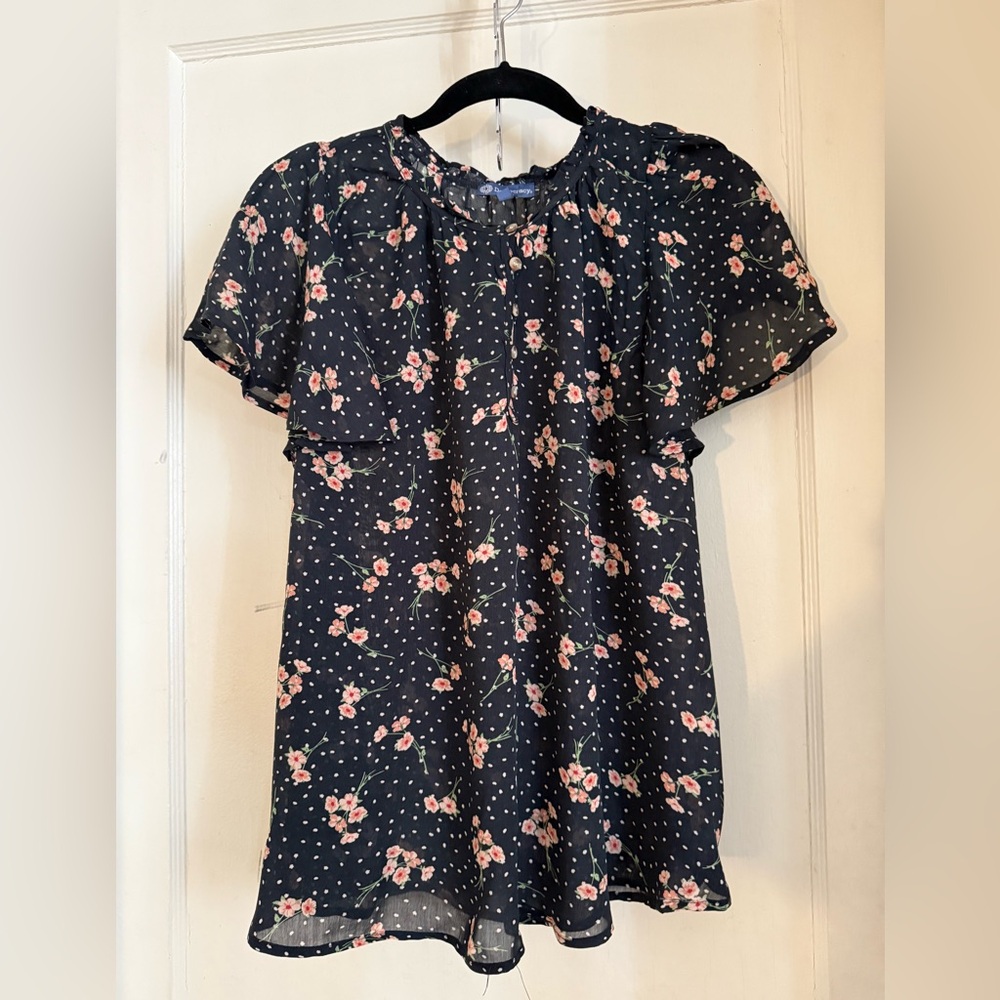 Democracy Black Floral Blouse